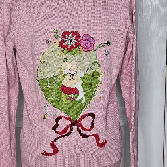 Storybook Knits Pink Floral Embroidered Cardigan - Picture 7 of 16